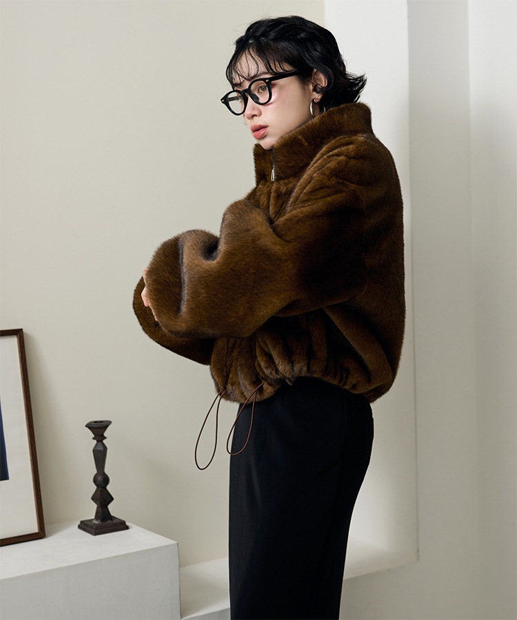 fur zip up short blouson | OUTER | LAULEN