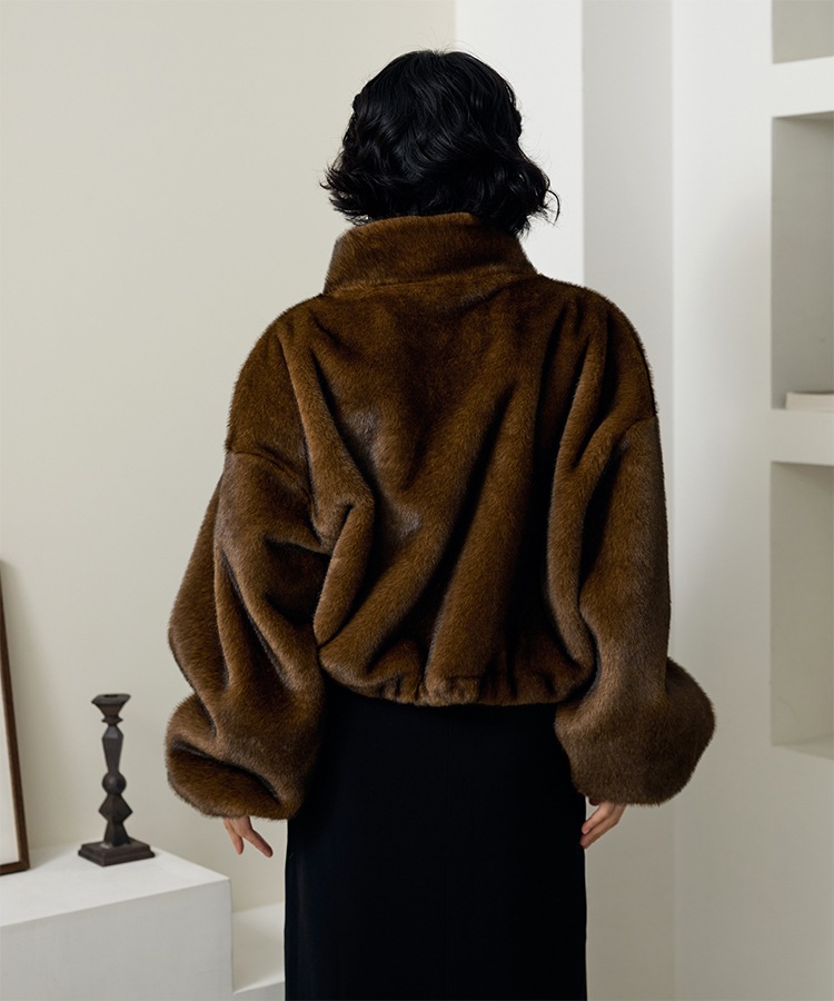 fur zip up short blouson | OUTER | LAULEN