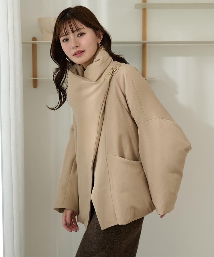 stand collar wrap down coat | OUTER | LAULEN