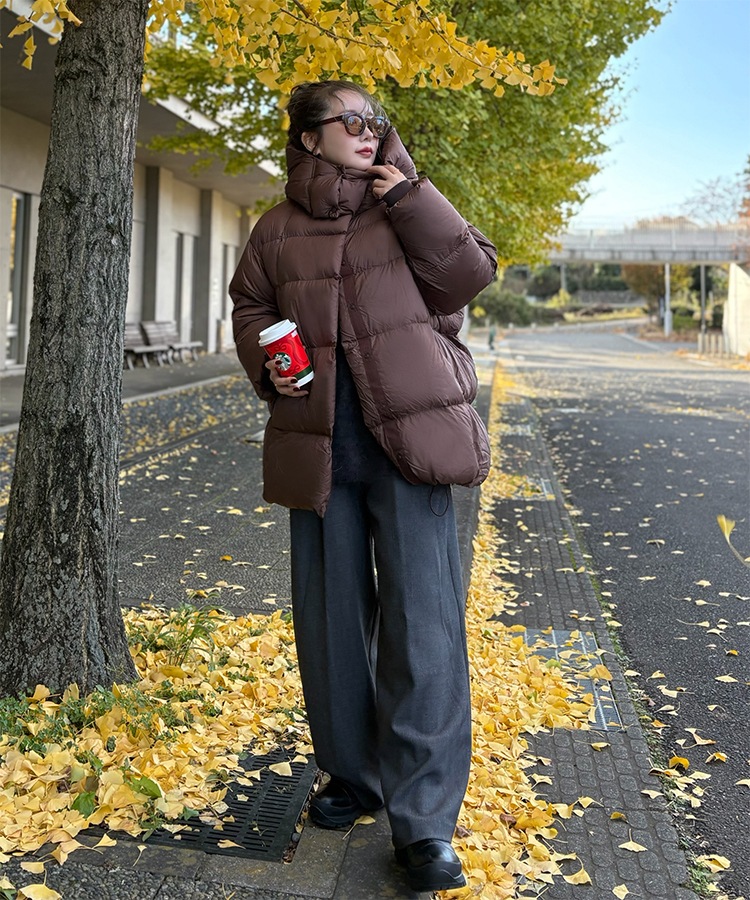 volume neck hooded down coat | OUTER | LAULEN