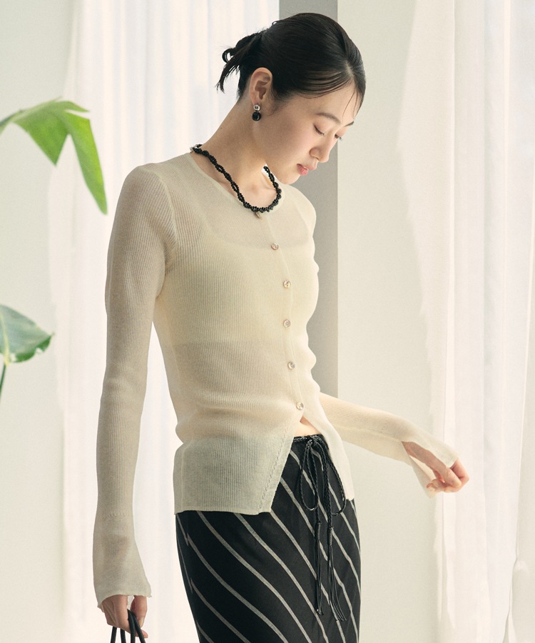 sheer rib knit cardigan | TOPS | LAULEN（ローレン）