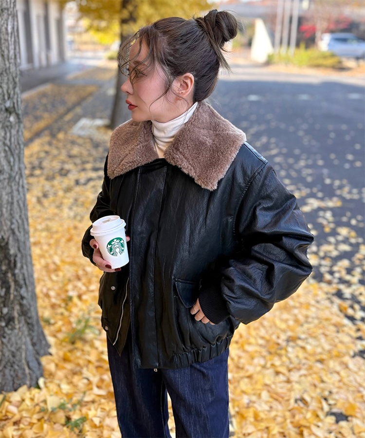 boa collar fly front blouson | OUTER | LAULEN（ローレン）