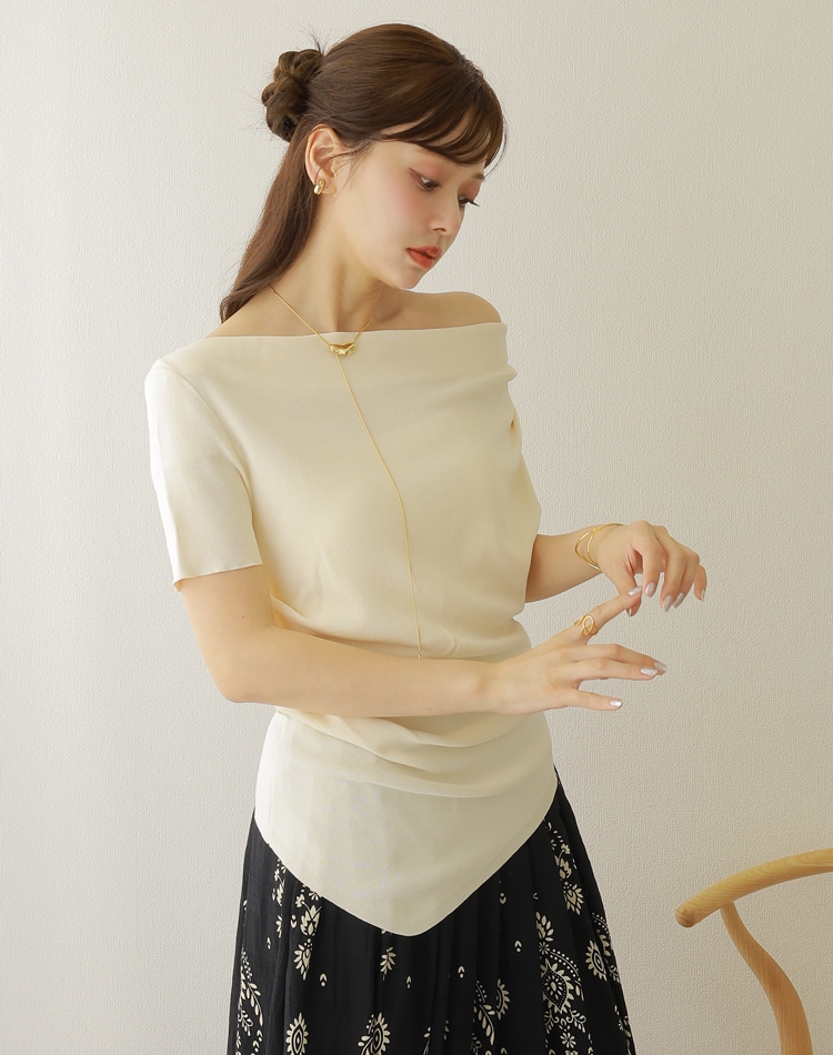 トップス beeden DRAPE ASYMMETRY BARE TOP asymmetry drape tops | TOPS | LAULEN（ローレン）