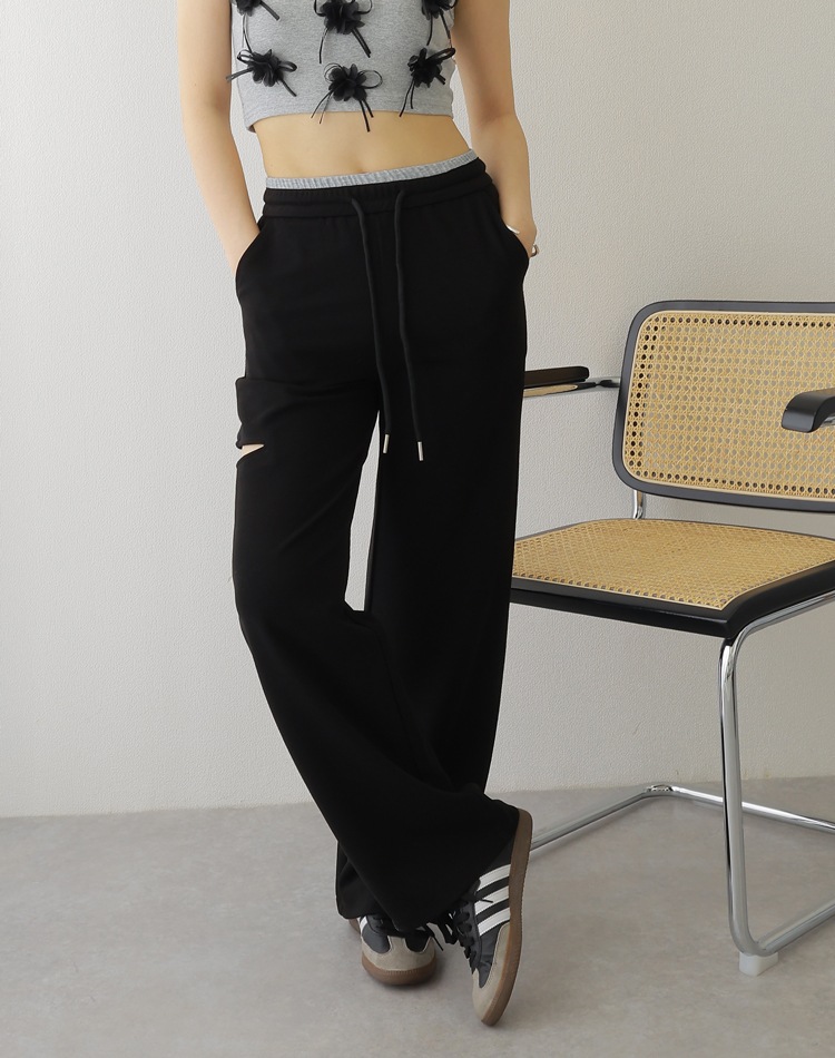 side cutout wide pants | BOTTOMS | LAULEN