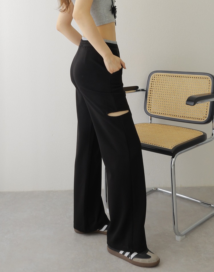 side cutout wide pants | BOTTOMS | LAULEN