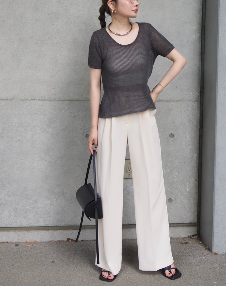 back conscious openwork knitting tops | TOPS | LAULEN