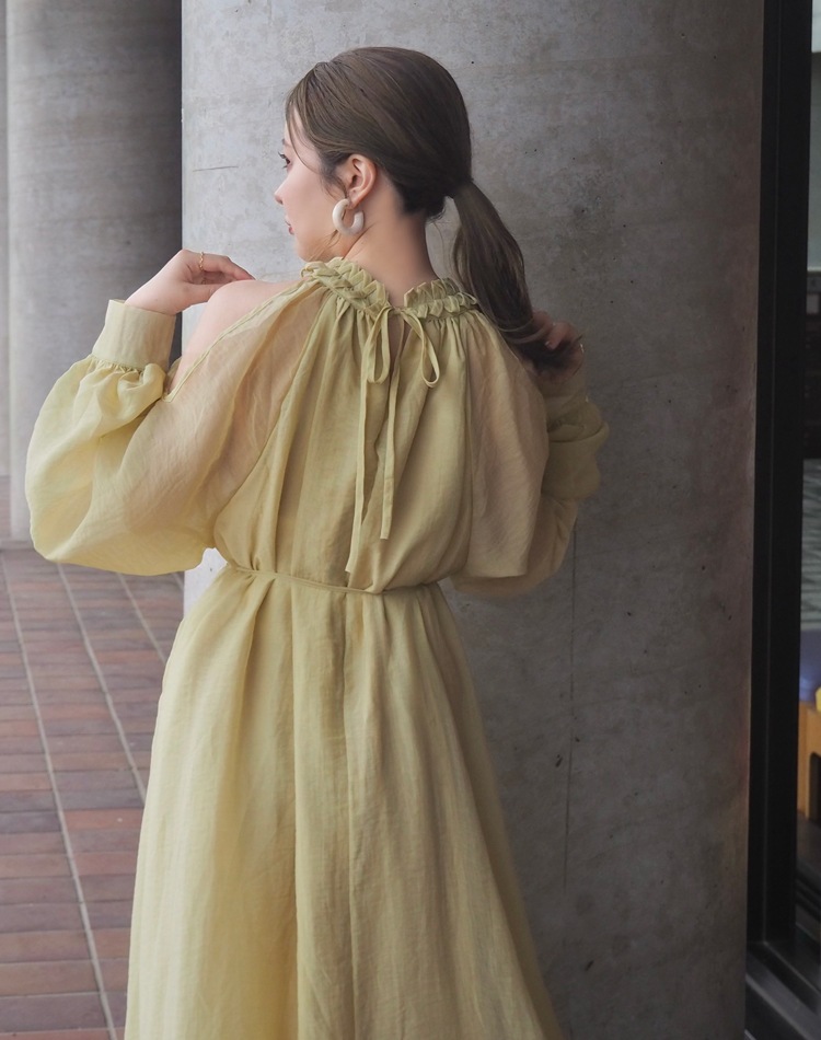 ワンピース Gather Volume Long Dress Cherry Blossom TS361X217_040_L.jpg