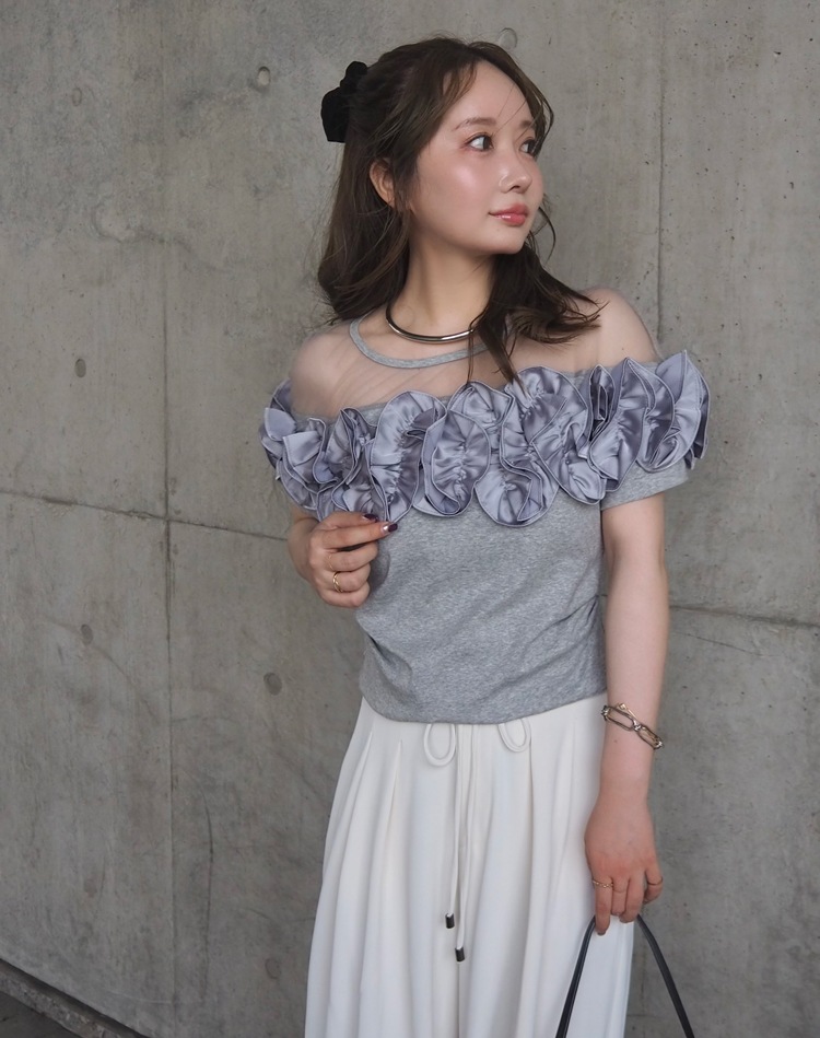 frill motif sheer tops | TOPS | LAULEN