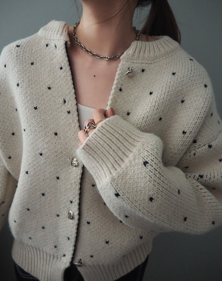 small heart pattern knit cardigan | TOPS | LAULEN