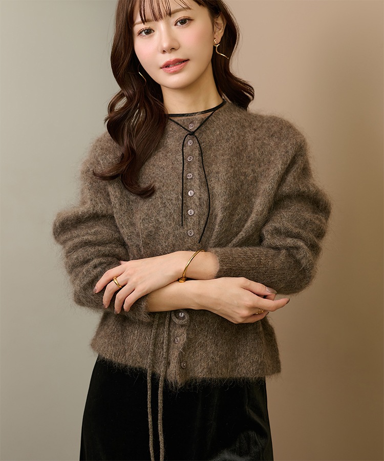 mohair waist ribbon knit cardigan | TOPS | LAULEN（ローレン）