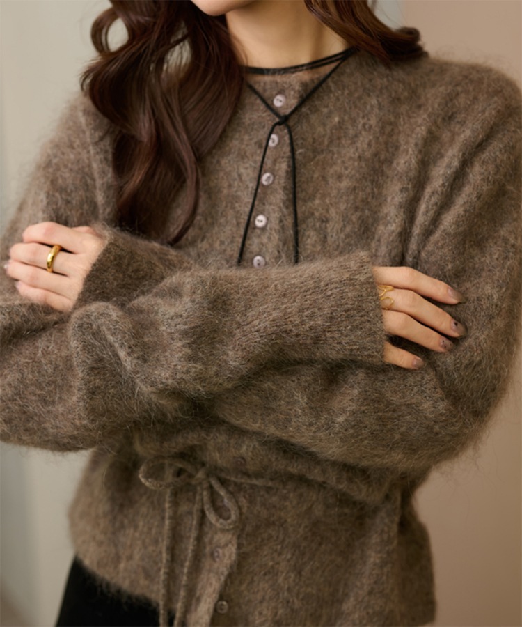 mohair waist ribbon knit cardigan | TOPS | LAULEN（ローレン）