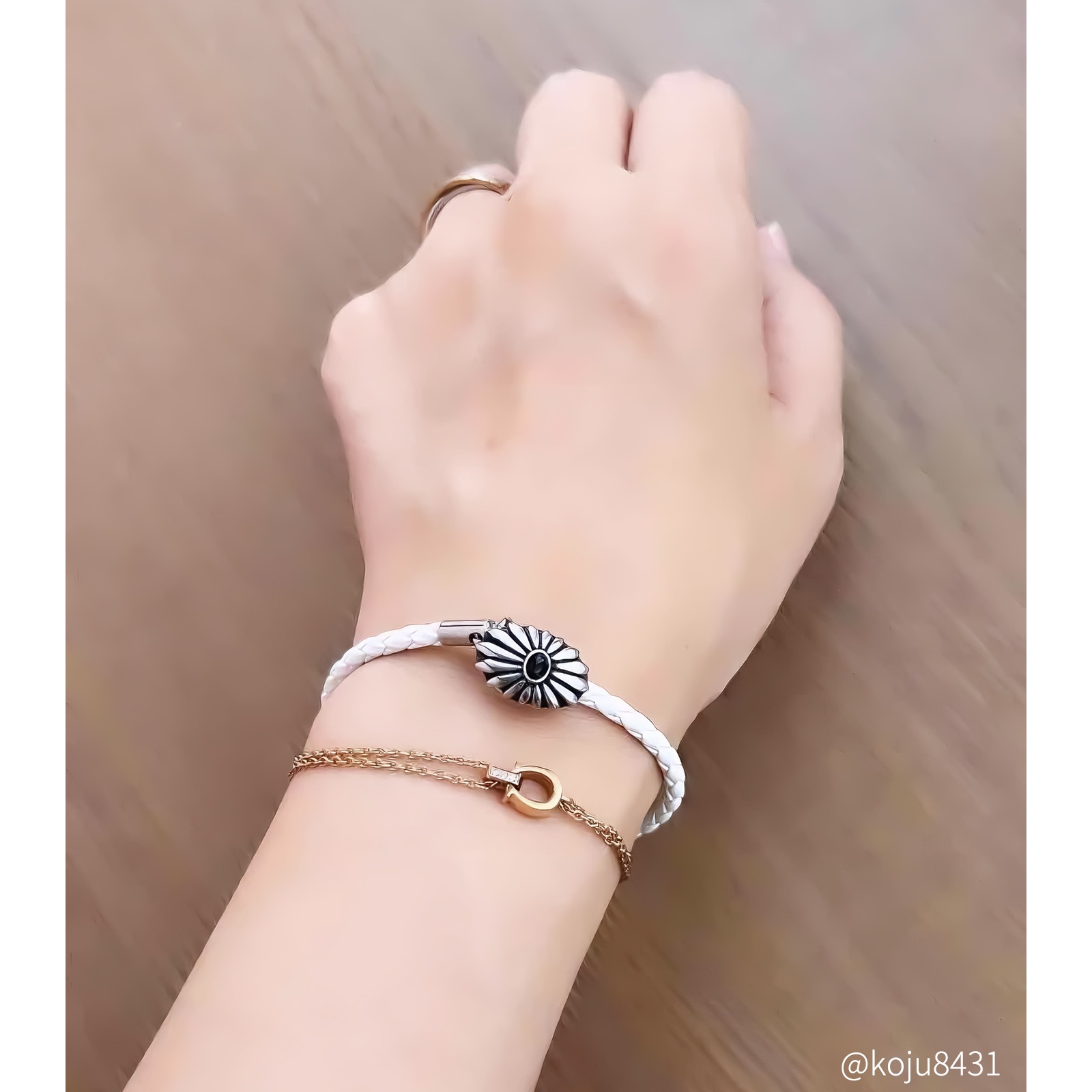 天然石と４つ編みレザーのペアブレスレット イニシャル彫刻　国産レザー　サージカルステンレス　klb078 アレルギー対応