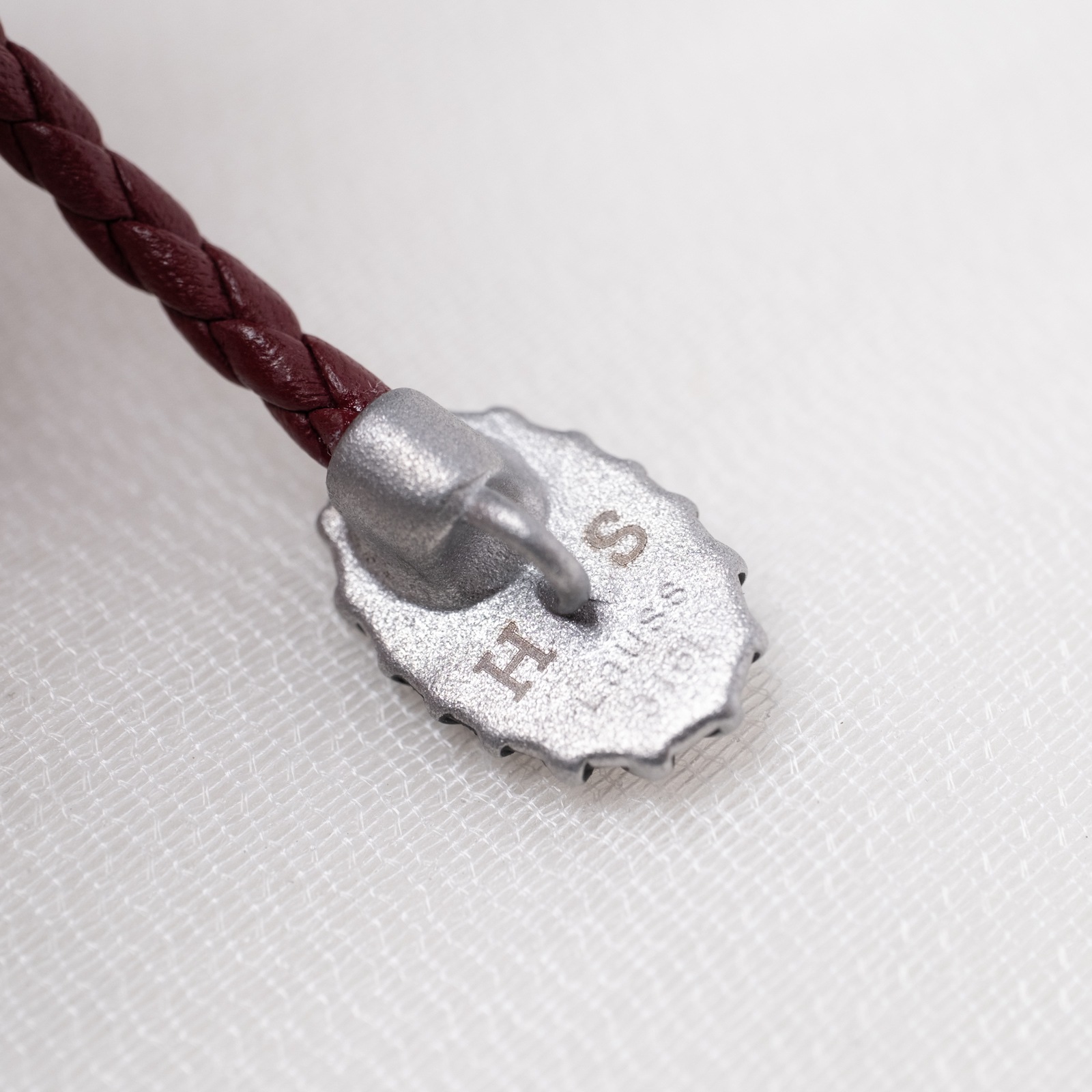 天然石と４つ編みレザーのペアブレスレット イニシャル彫刻　国産レザー　サージカルステンレス　klb078 アレルギー対応