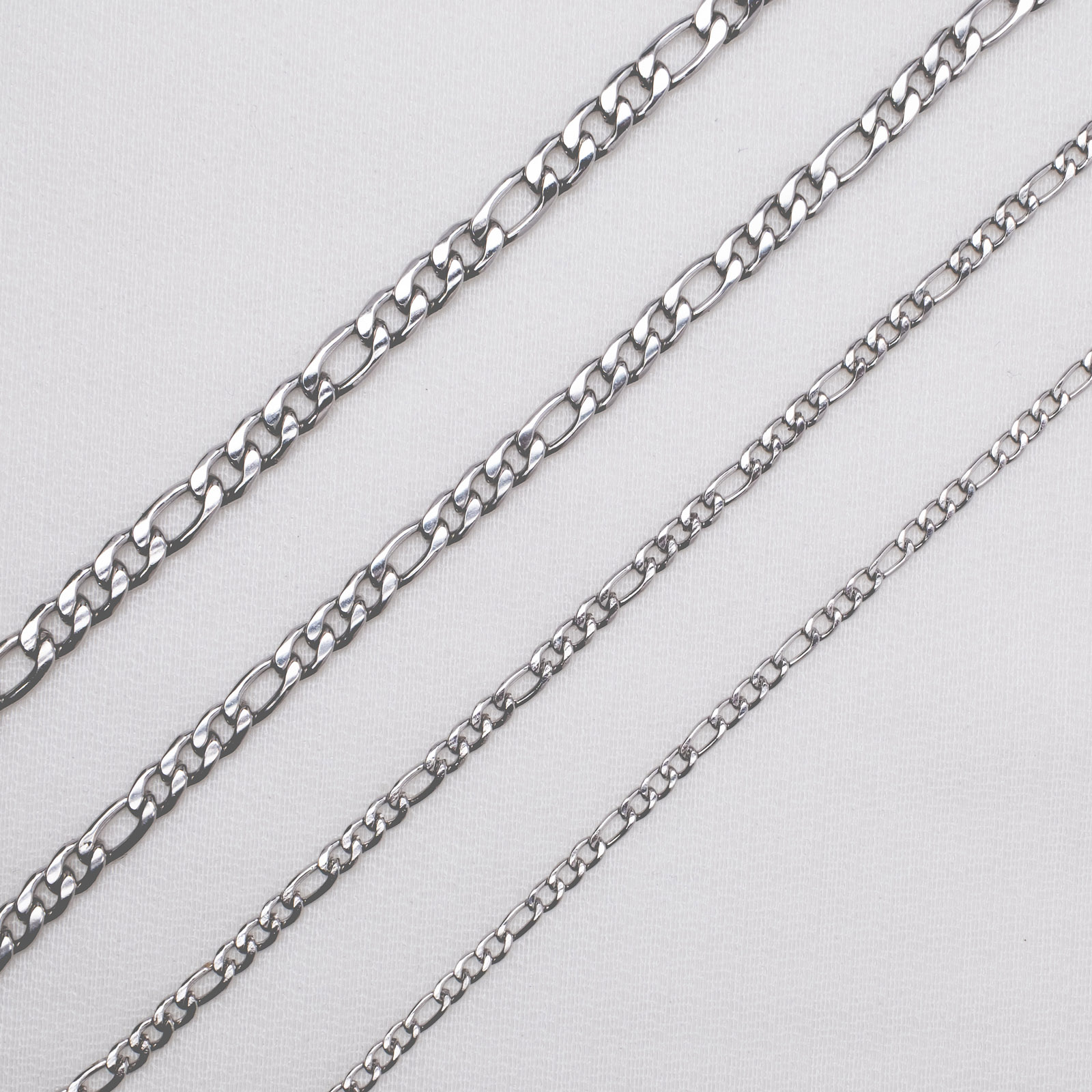 フィガロ・チェーンのペアブレスレット/ペアアンクレット サージカルステンレス アレルギー対応 つけっぱなしok klb081