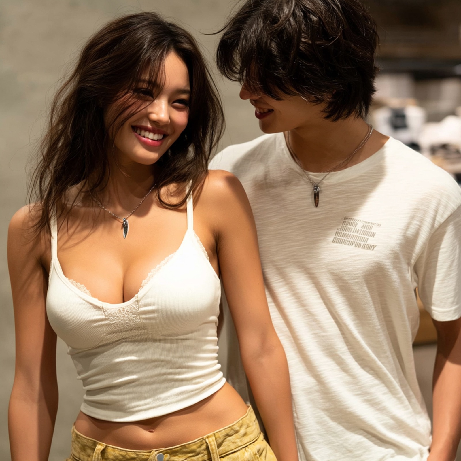 ハワイアン サーフボードとホヌのペアネックレス opp00075｜つけっぱなしOK｜刻印無料｜アレルギー対応