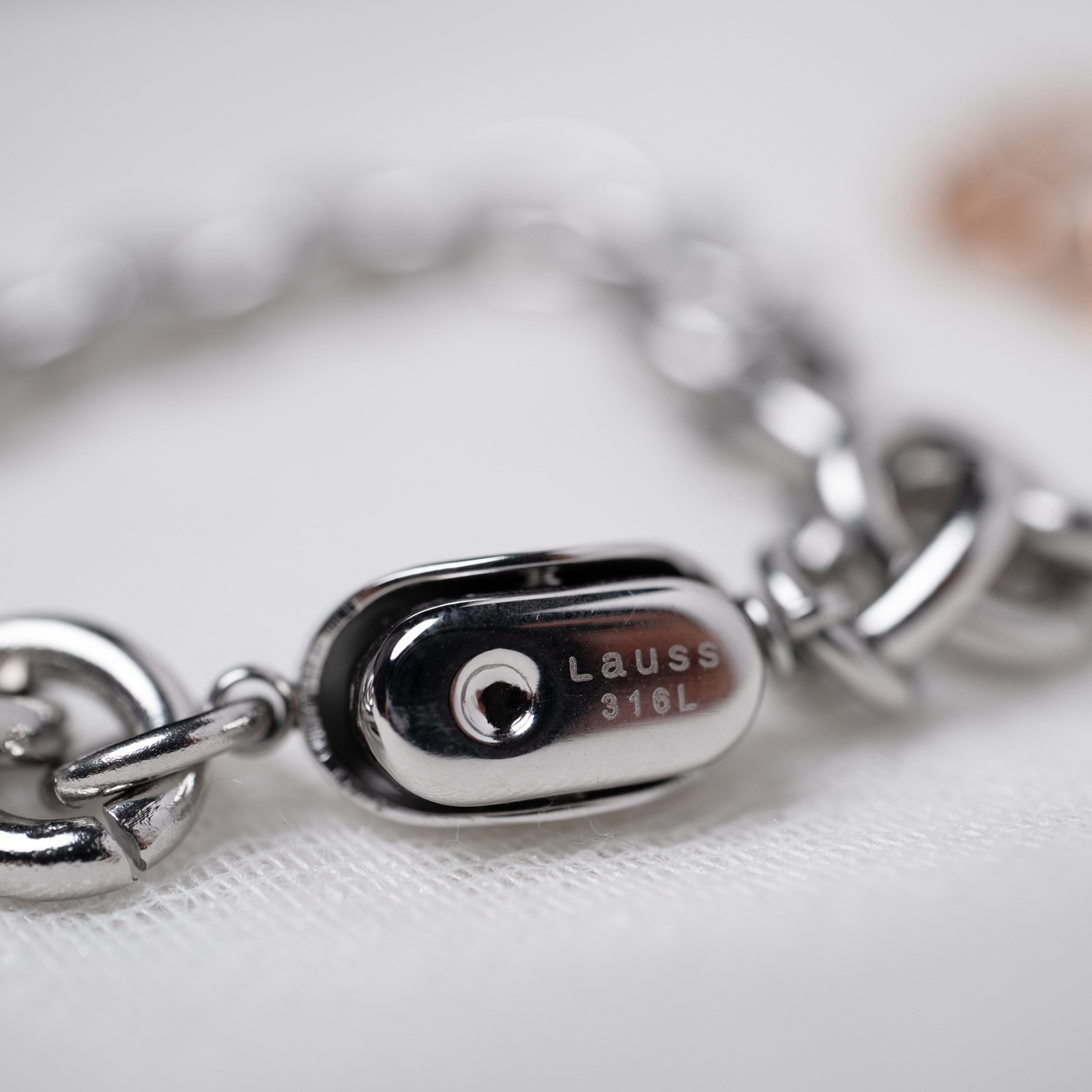 太めアズキチェーンのシンプルなペアブレスレット/ペアアンクレット サージカルステンレス アレルギー対応 つけっぱなしok klb082