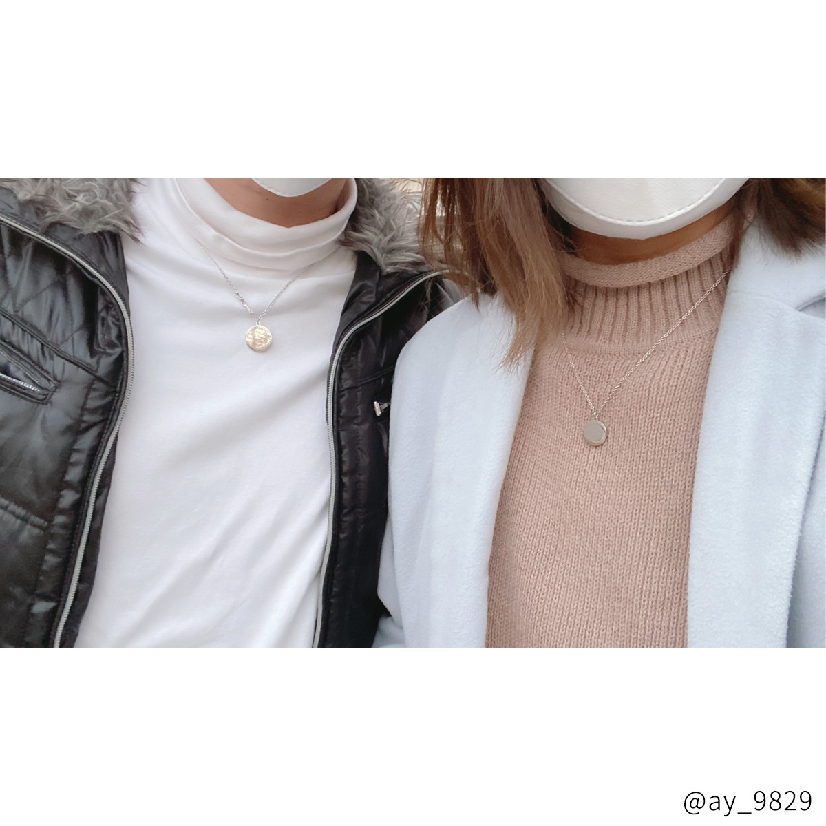 流麗な筆記体風のデザイン コインタイプのペアネックレス opp00077｜つけっぱなしOK｜刻印無料｜アレルギー対応｜単品注文可