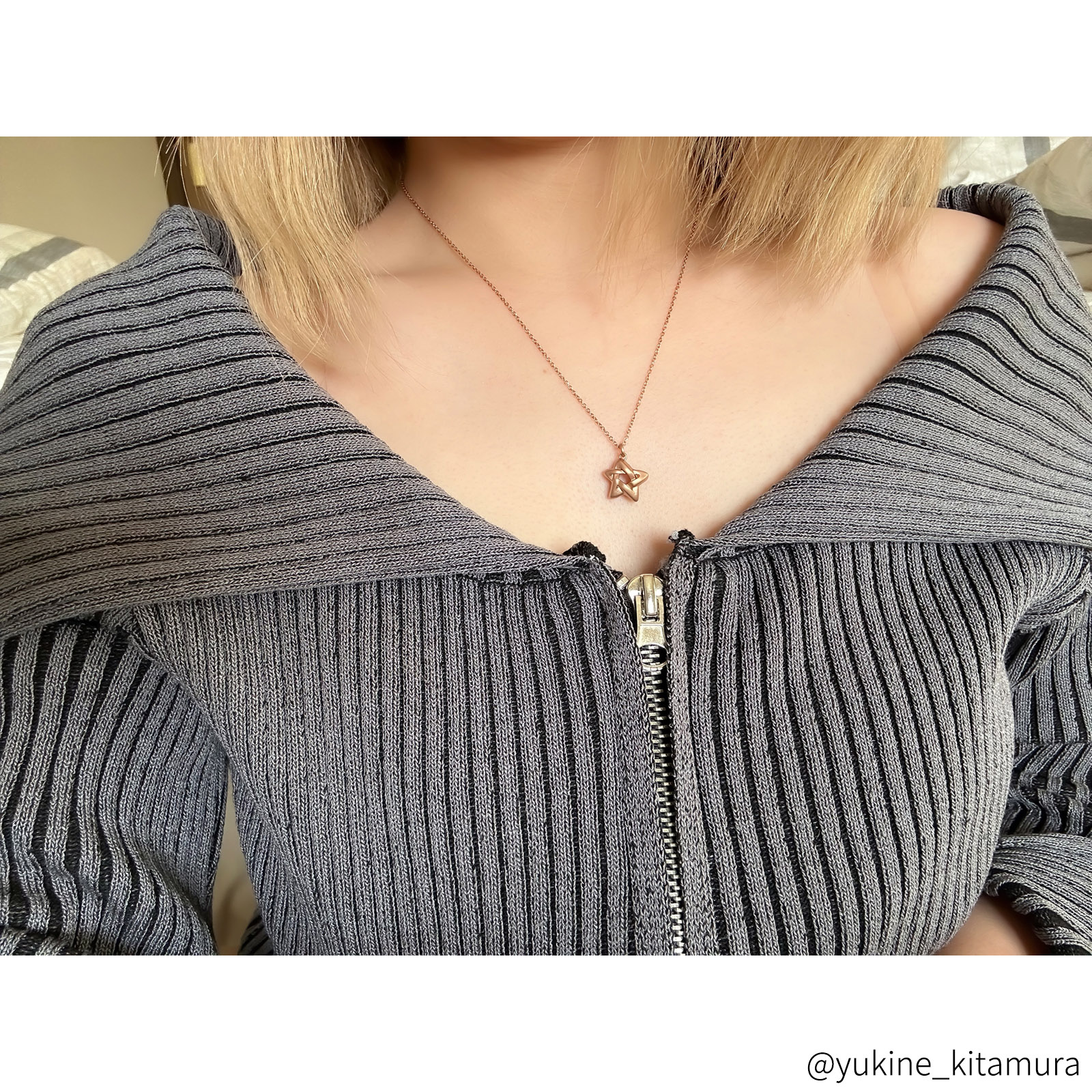 コロンとしたペンタグラム（五芒星）のペアネックレス サージカルステンレス opp00103 つけっぱなしok アレルギー対応