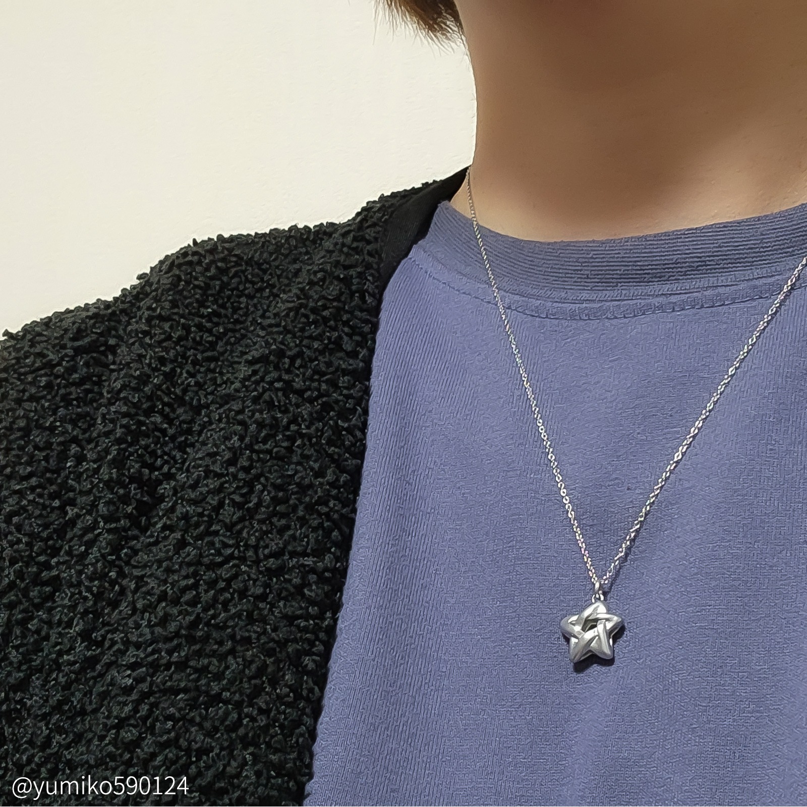 コロンとしたペンタグラム（五芒星）のペアネックレス サージカルステンレス opp00103 つけっぱなしok アレルギー対応