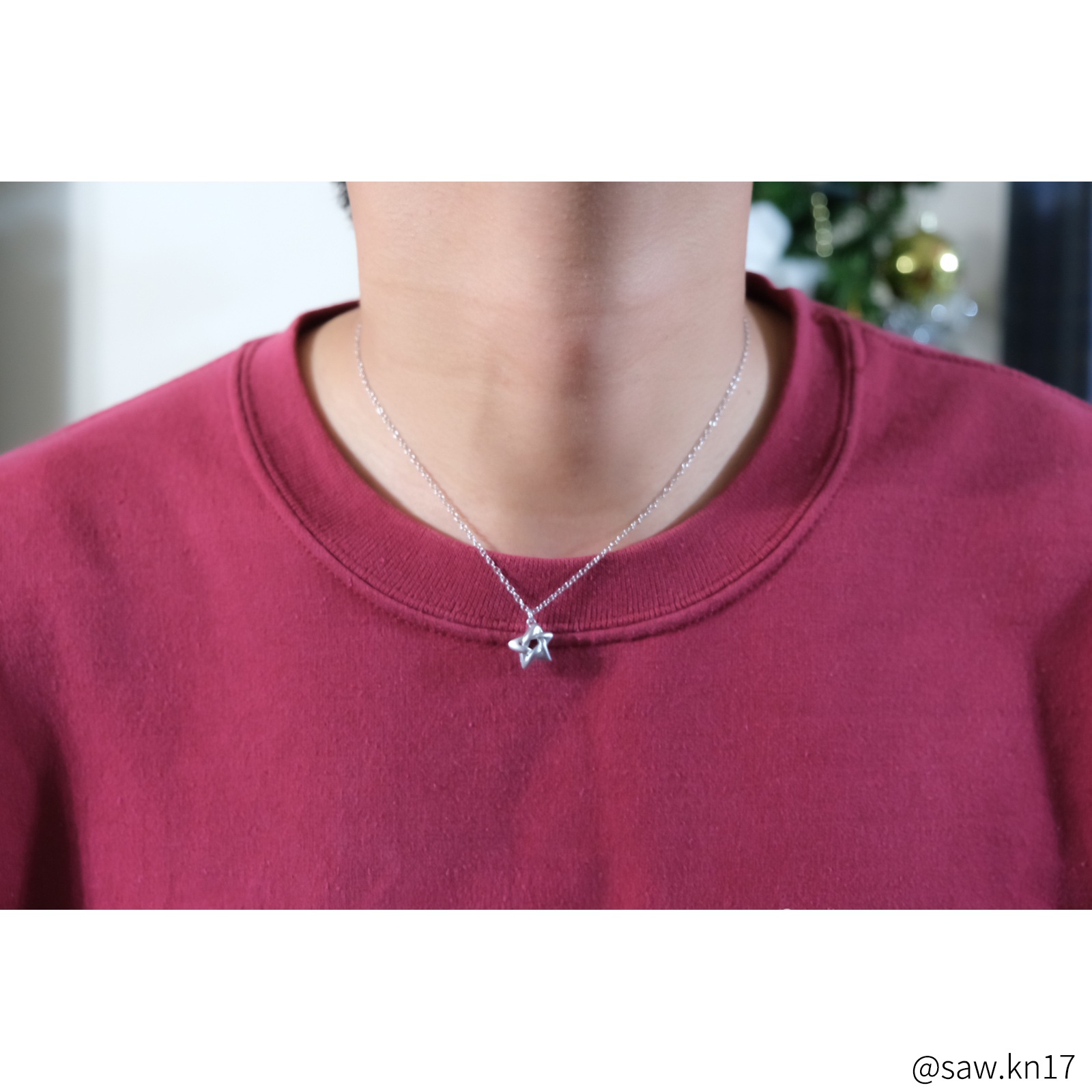 コロンとしたペンタグラム（五芒星）のペアネックレス サージカルステンレス opp00103 つけっぱなしok アレルギー対応