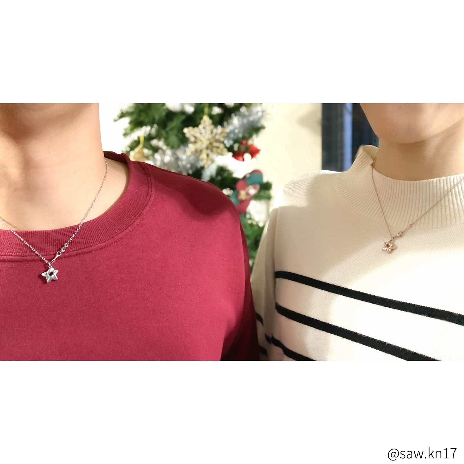 コロンとしたペンタグラム（五芒星）のペアネックレス サージカルステンレス opp00103 つけっぱなしok アレルギー対応