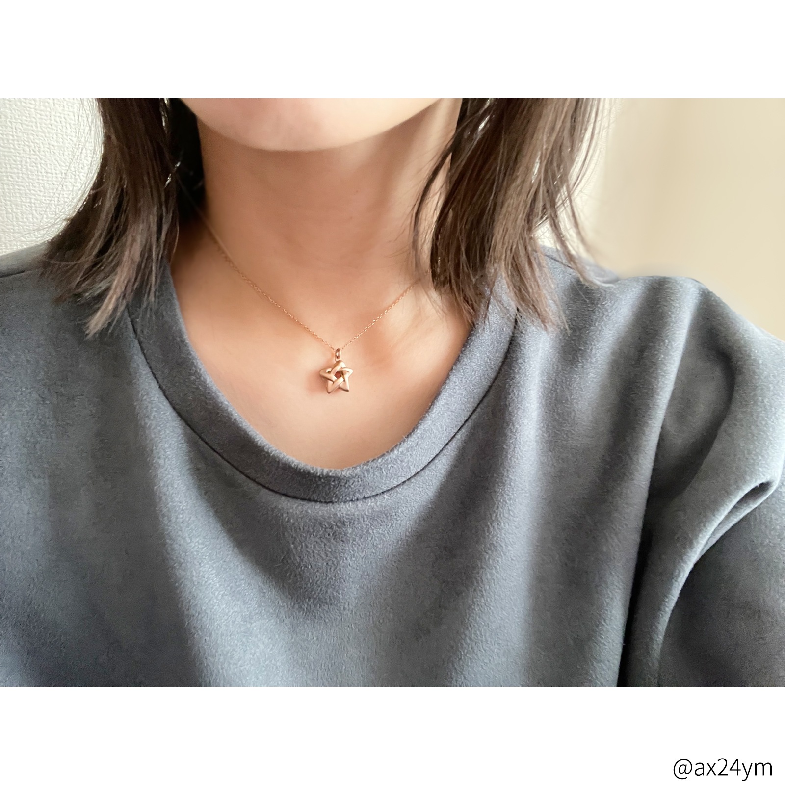 コロンとしたペンタグラム（五芒星）のペアネックレス サージカルステンレス opp00103 つけっぱなしok アレルギー対応