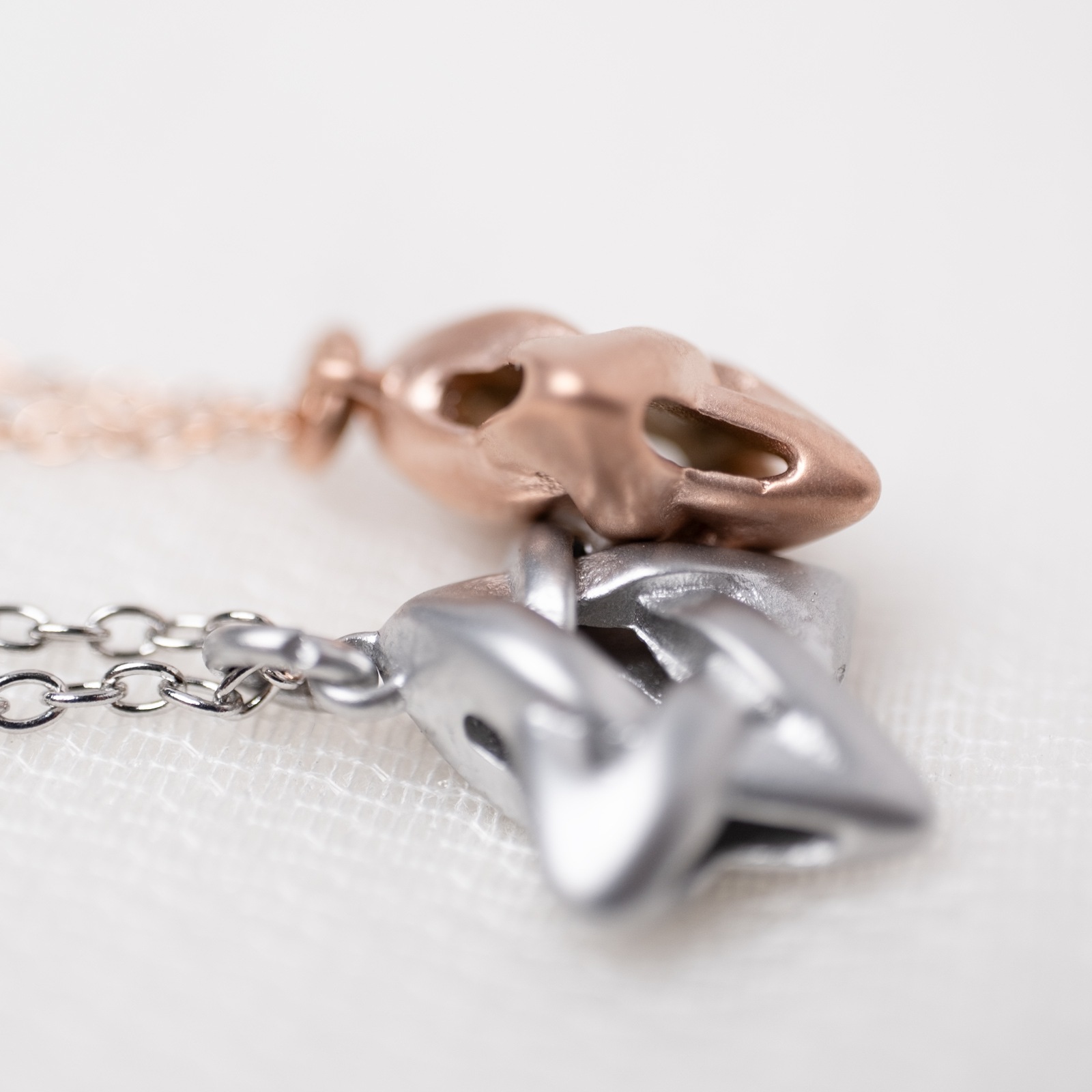 コロンとしたペンタグラム（五芒星）のペアネックレス サージカルステンレス opp00103 つけっぱなしok アレルギー対応