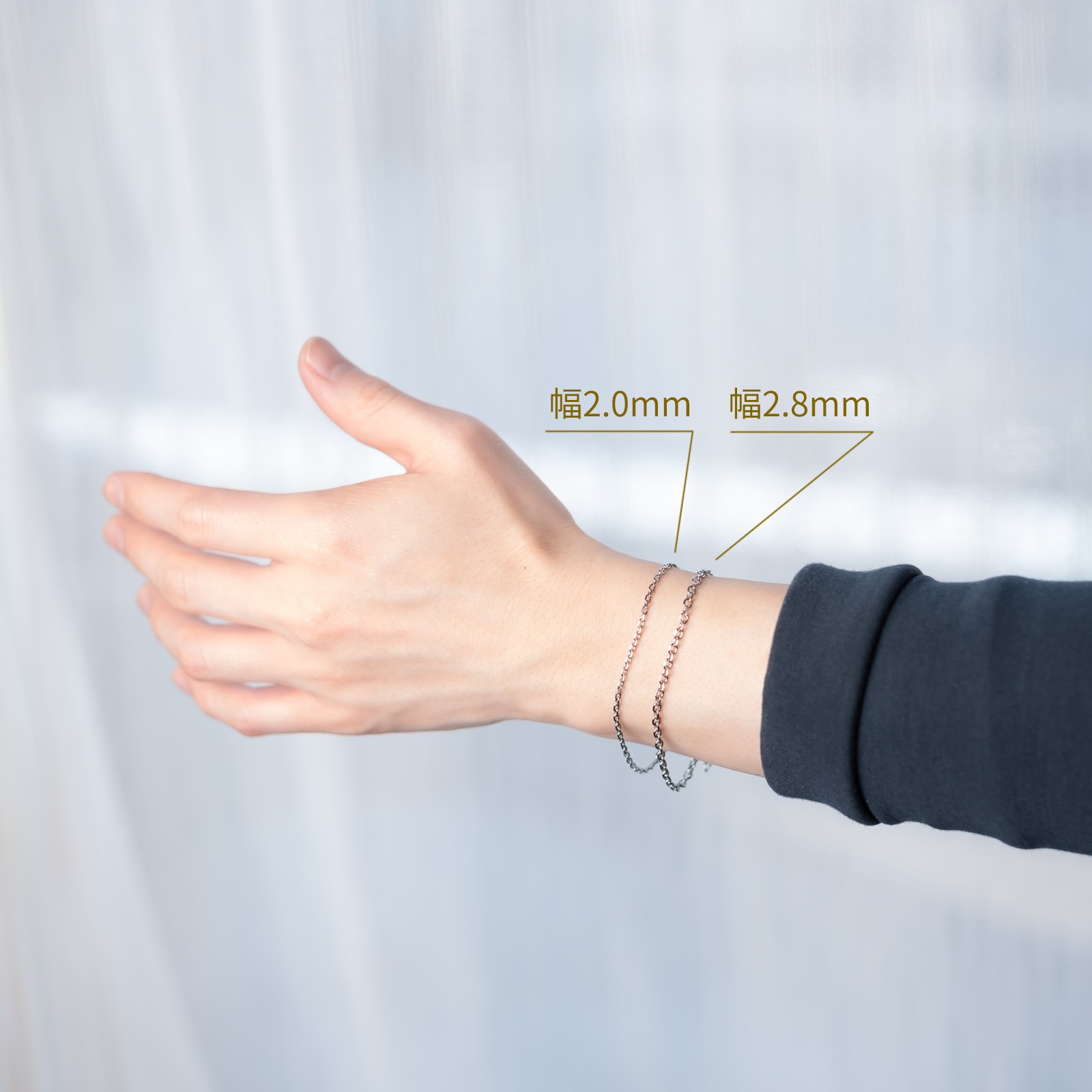 4面カット・あずきチェーンのペアネックレス/ペアブレスレット/ペアアンクレット サージカルステンレス イニシャル・記念日彫刻 キラキラ つけっぱなしok klb085