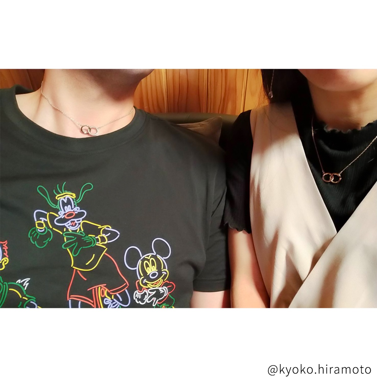 インフィニティ・リングのペアネックレス イニシャル・記念日彫刻 opp00089 つけっぱなしok アレルギー対応