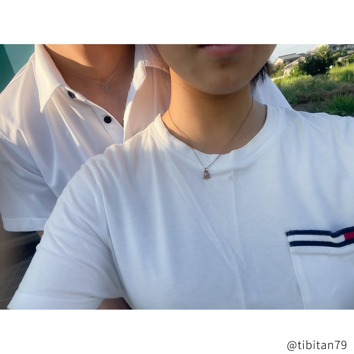 ハワイのかわいい亀 小さめホヌのペアネックレス アレルギーフリー opp00093 つけっぱなしok アレルギー対応