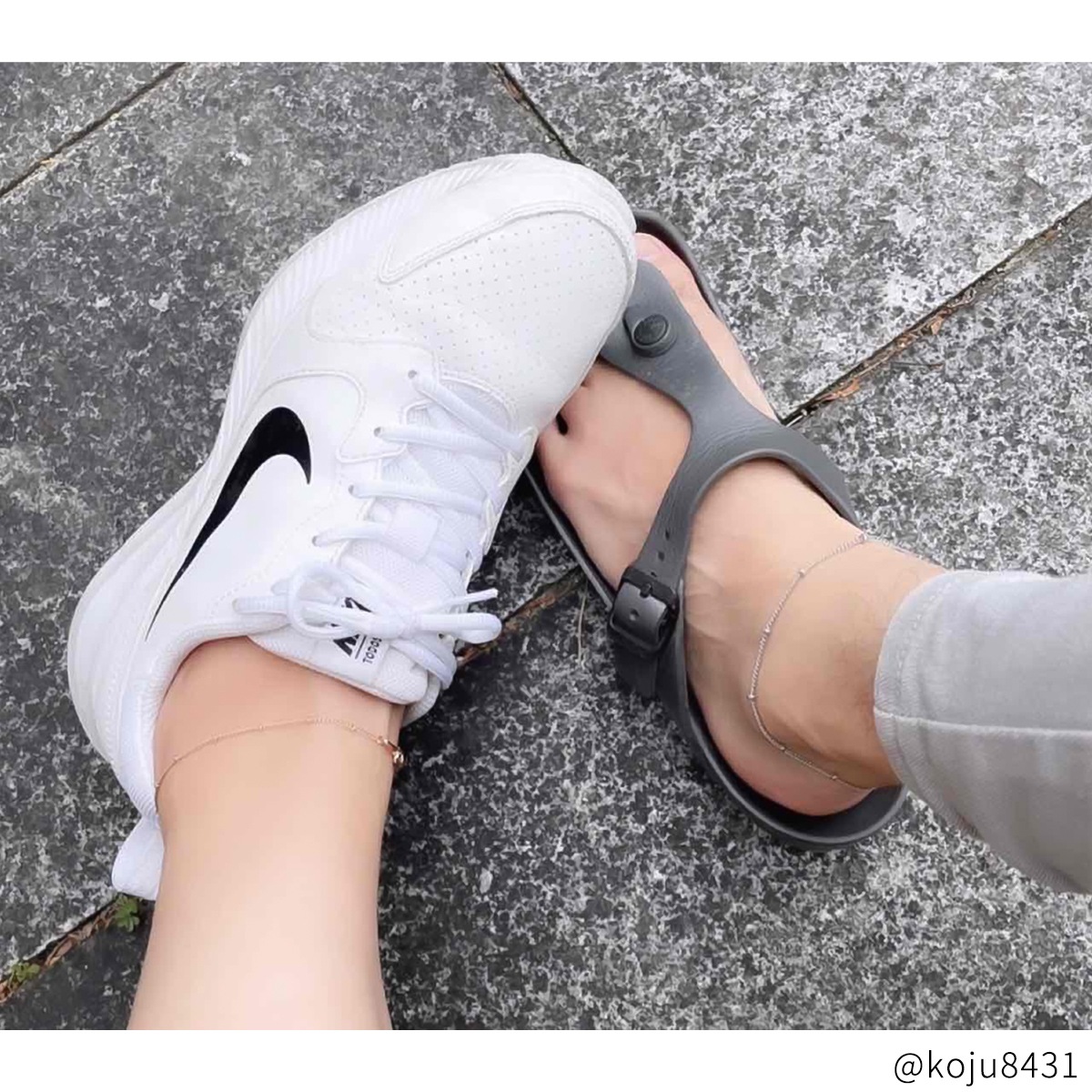 タイニービーズのデザインチェーン　ペアアンクレット　サージカルステンレス（316L） つけっぱなしok klb061 アレルギー対応