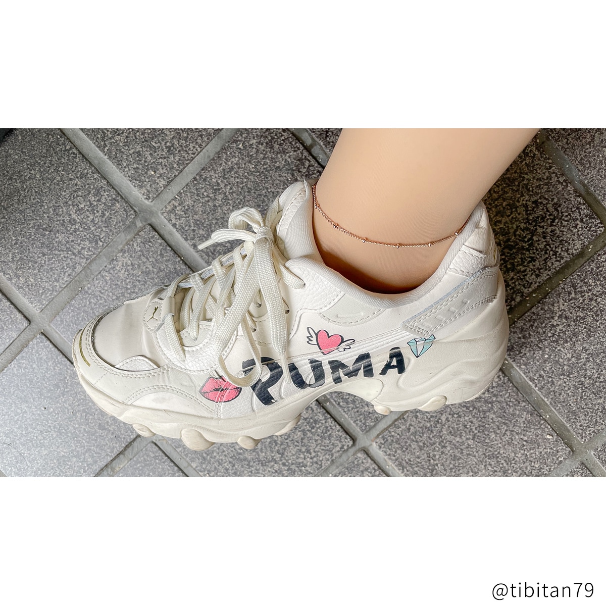 タイニービーズのデザインチェーン　ペアアンクレット　サージカルステンレス（316L） つけっぱなしok klb061 アレルギー対応