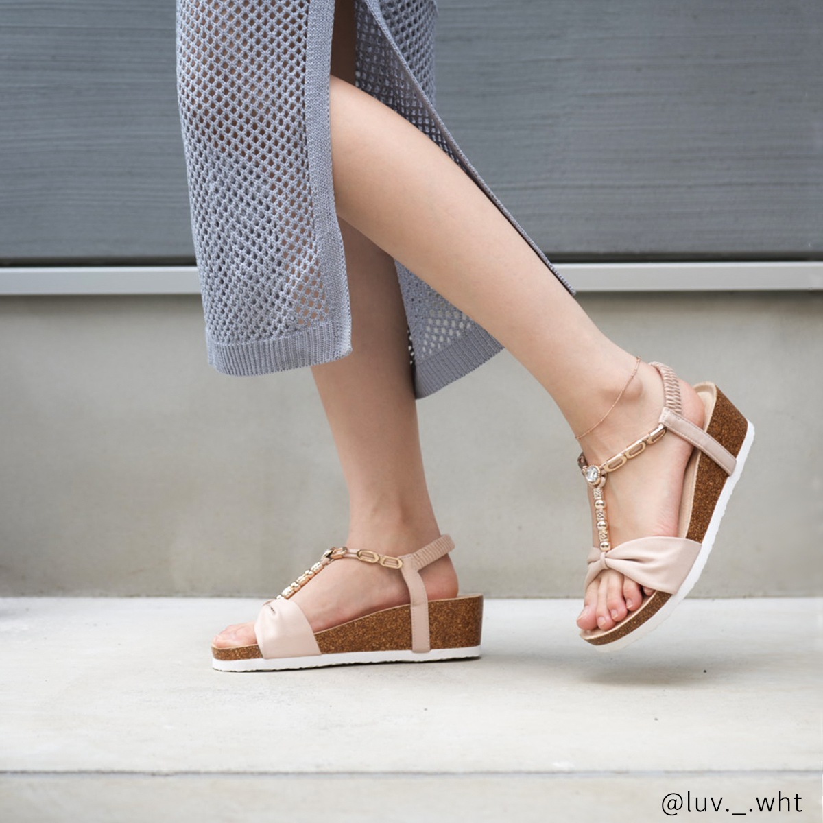 タイニービーズのデザインチェーン　ペアアンクレット　サージカルステンレス（316L） つけっぱなしok klb061 アレルギー対応