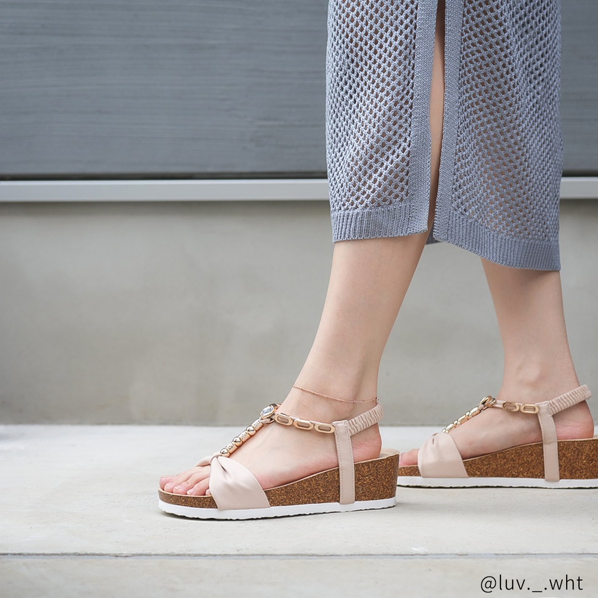 タイニービーズのデザインチェーン　ペアアンクレット　サージカルステンレス（316L） つけっぱなしok klb061 アレルギー対応