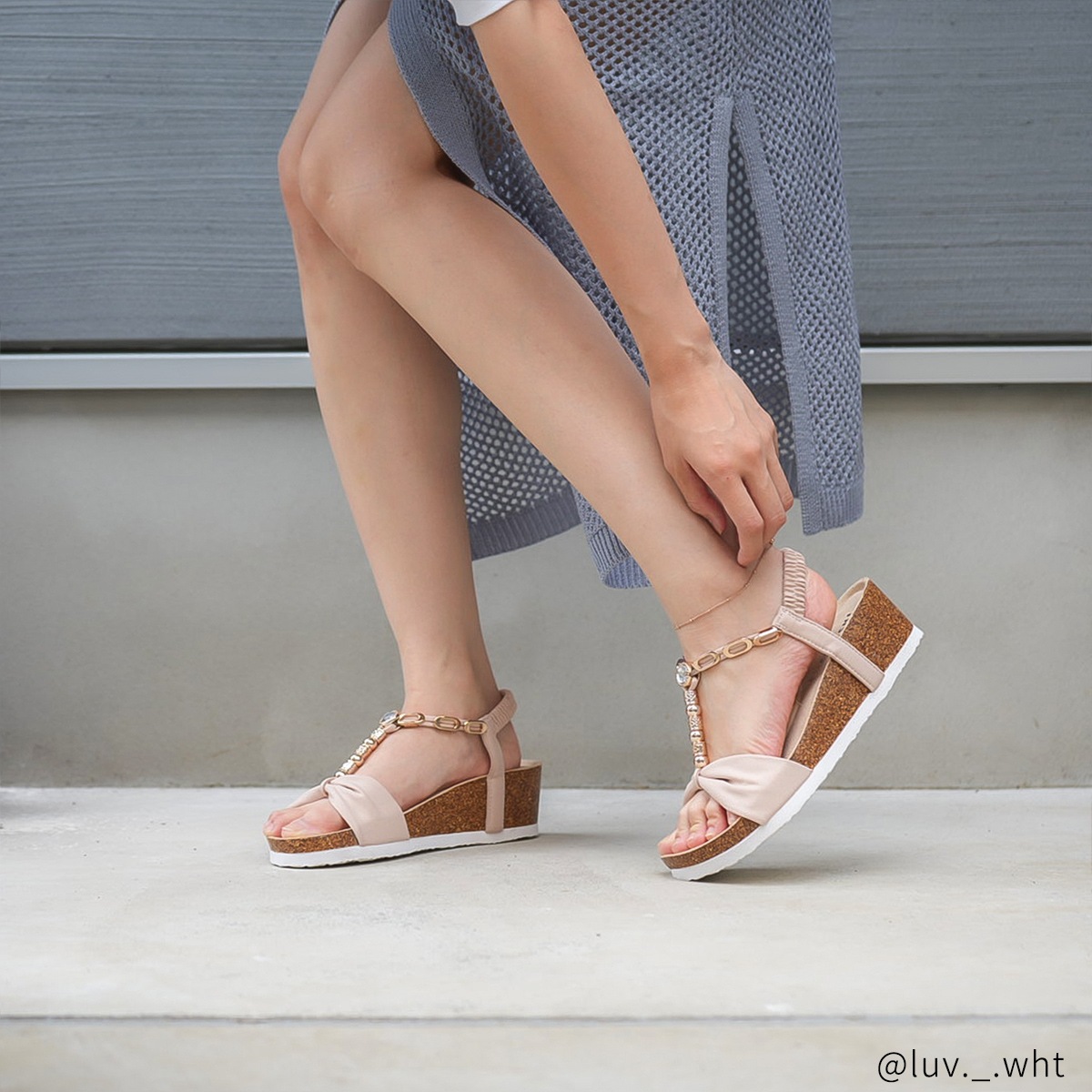 タイニービーズのデザインチェーン　ペアアンクレット　サージカルステンレス（316L） つけっぱなしok klb061 アレルギー対応