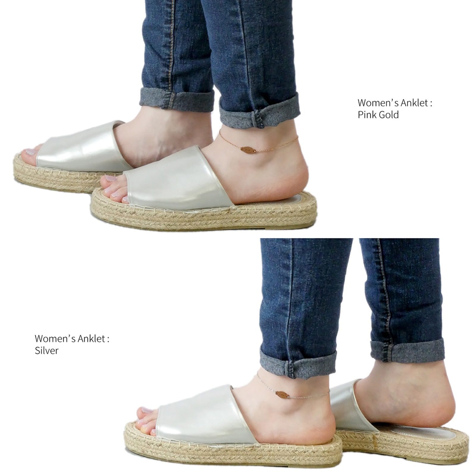 ペア アンクレット ブレスレット ミニ レザーラベル テイジンレザー X 華奢ステンレスチェーン イニシャル彫刻 klb021 アレルギー対応 つけっぱなしok