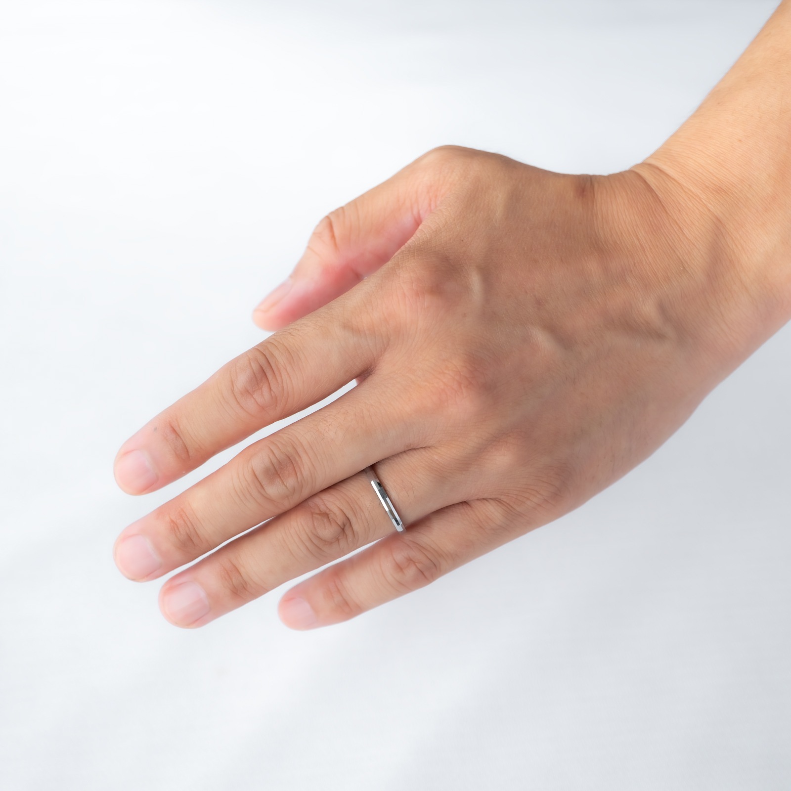 傷つきにくい 超硬タングステンのミラーモザイクペアリング メッセージ彫刻 つけっぱなしok アレルギー対応 キラキラ orp00112