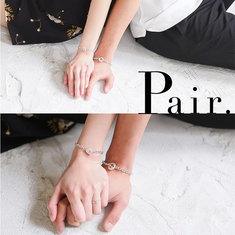 マンテル ペア ブレスレット/アンクレット イニシャル・記念日彫り チェーン シルバー925製  ペアジュエリー obp00030