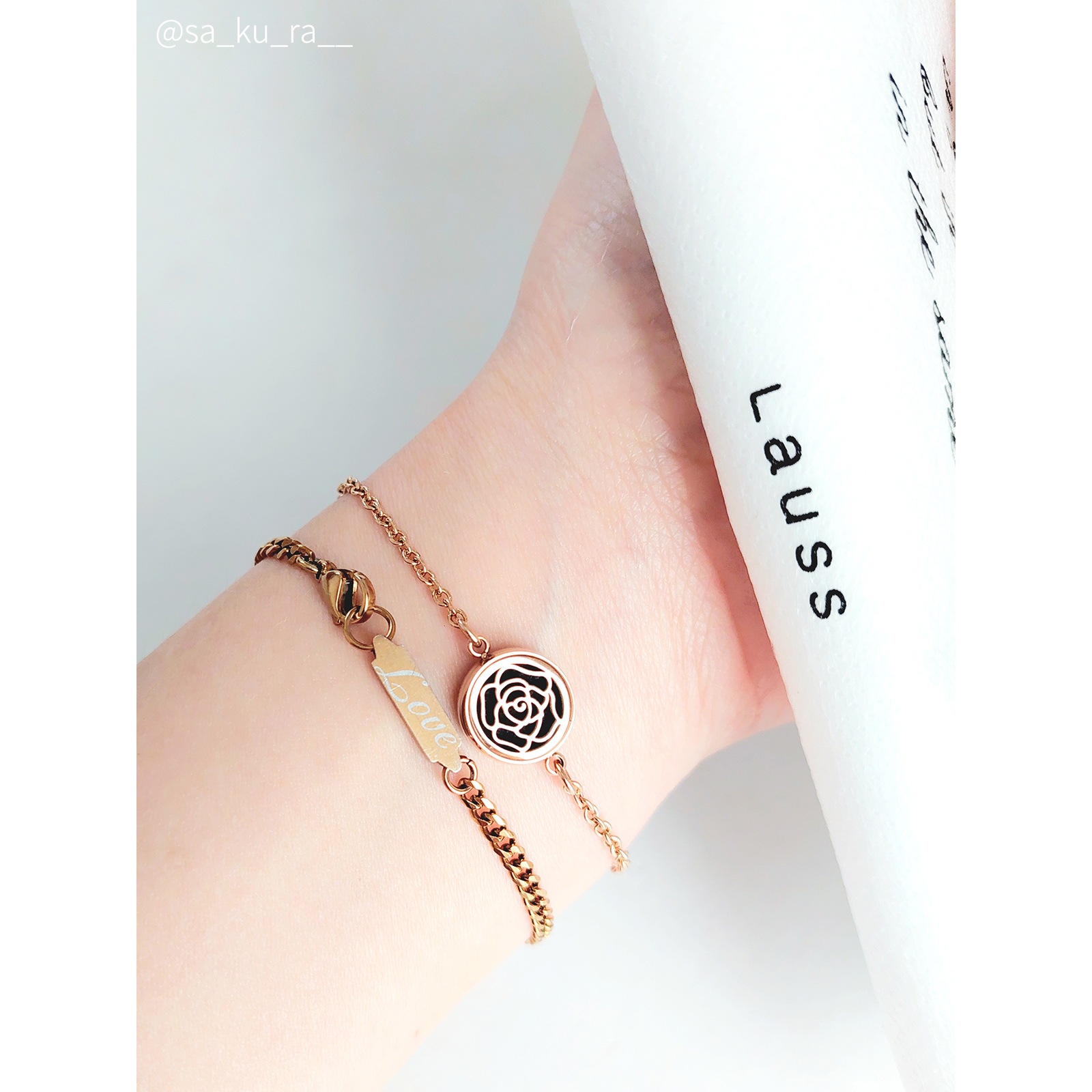 アロマディフューズ ペアブレスレット イニシャル・記念日彫刻 つけっぱなしok klb093