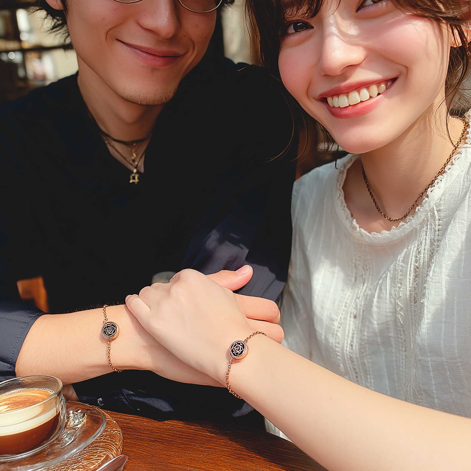 アロマディフューズ ペアブレスレット イニシャル・記念日彫刻 つけっぱなしok klb093