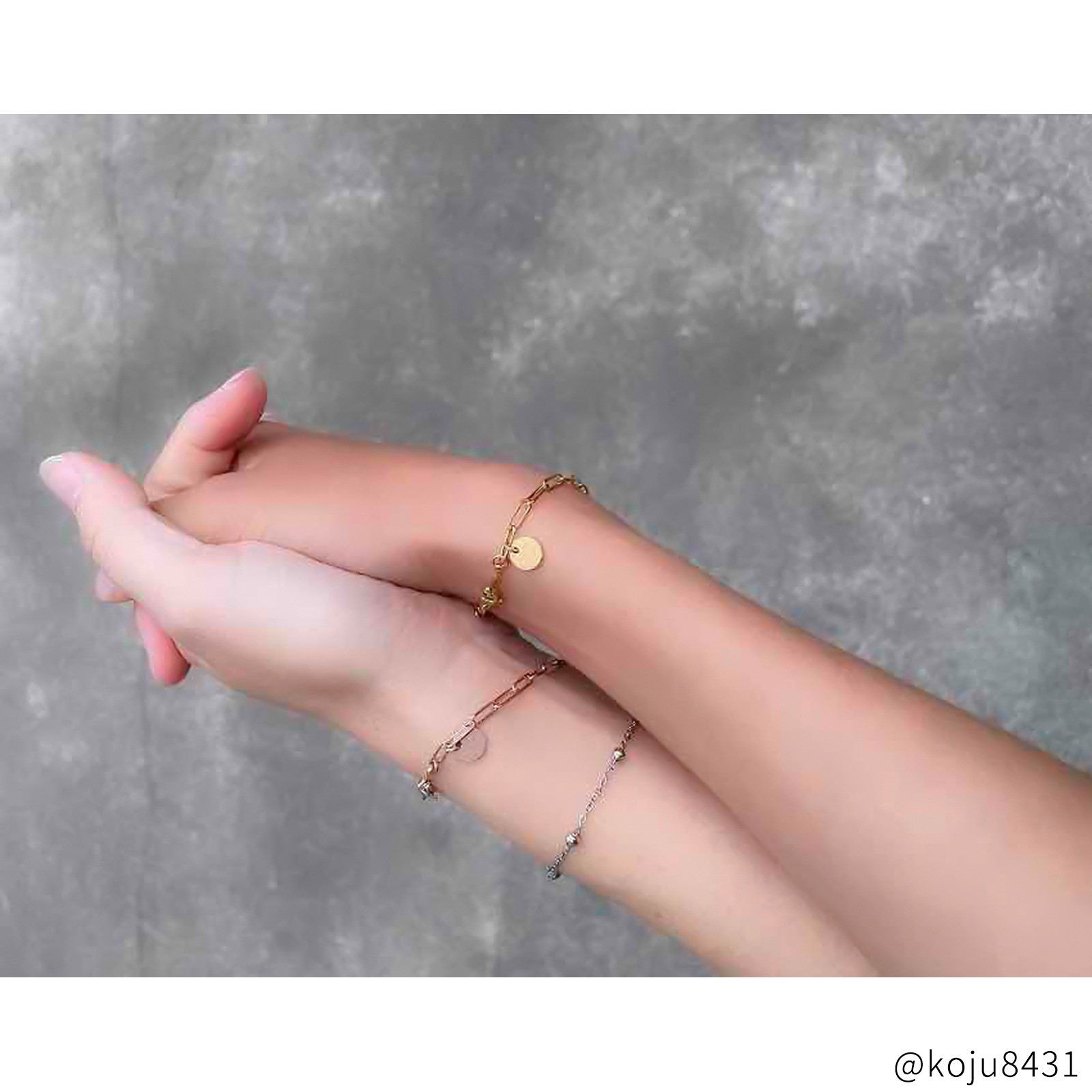 ヌケ感のある長アズキチェーンのペアブレスレット ステンレス イニシャル・記念日彫刻　klb066 つけっぱなし アレルギー対応