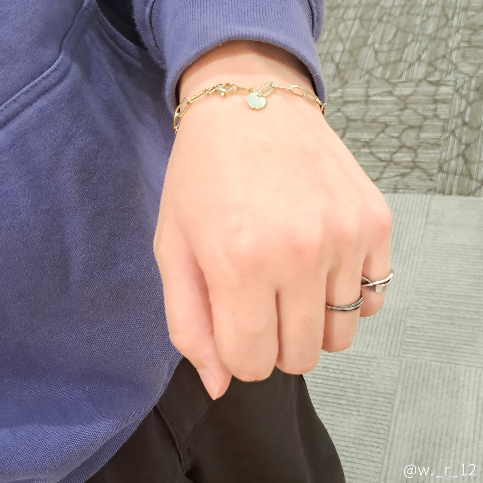 ヌケ感のある長アズキチェーンのペアブレスレット ステンレス イニシャル・記念日彫刻　klb066 つけっぱなし アレルギー対応