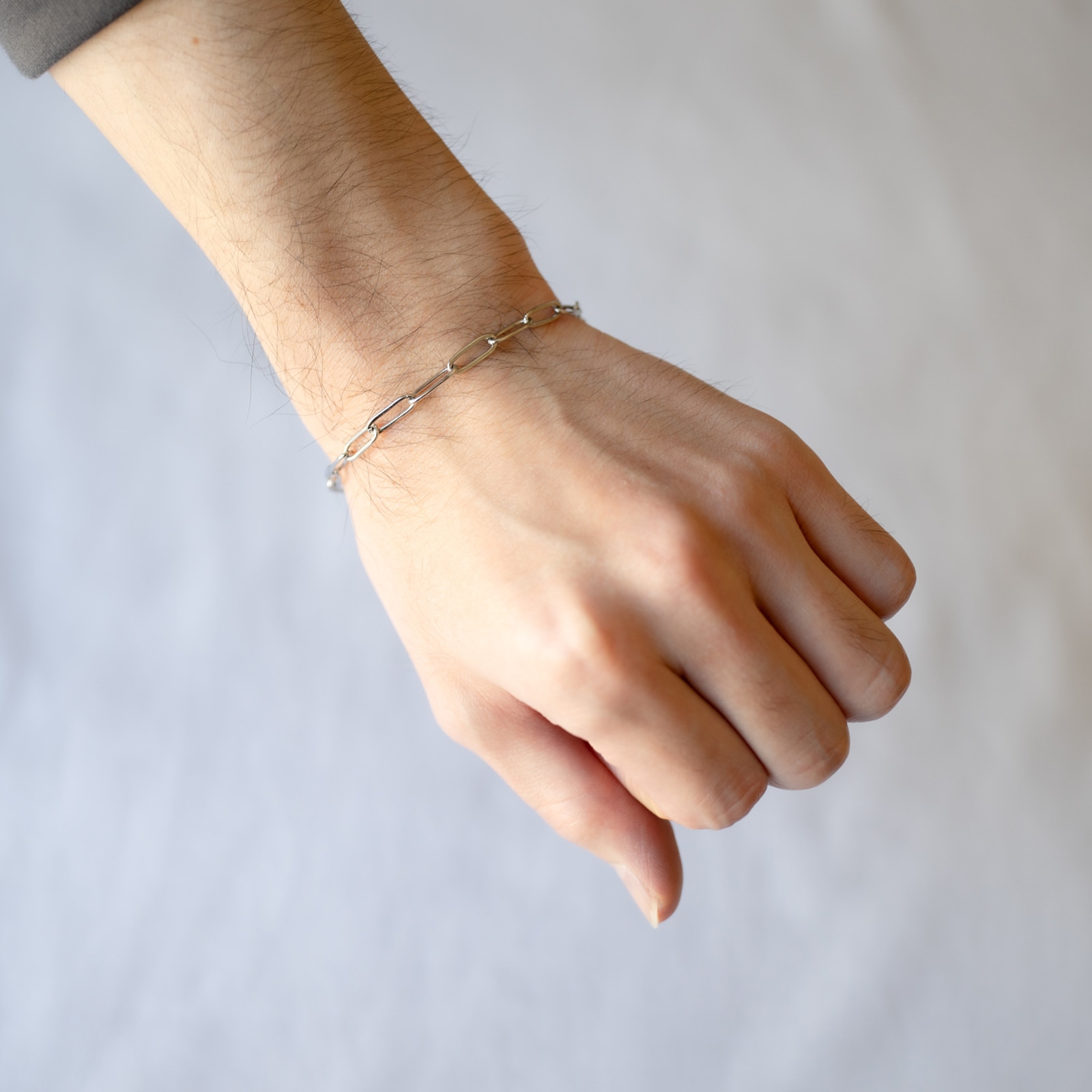 ヌケ感のある長アズキチェーンのペアブレスレット ステンレス イニシャル・記念日彫刻　klb066 つけっぱなしok アレルギー対応