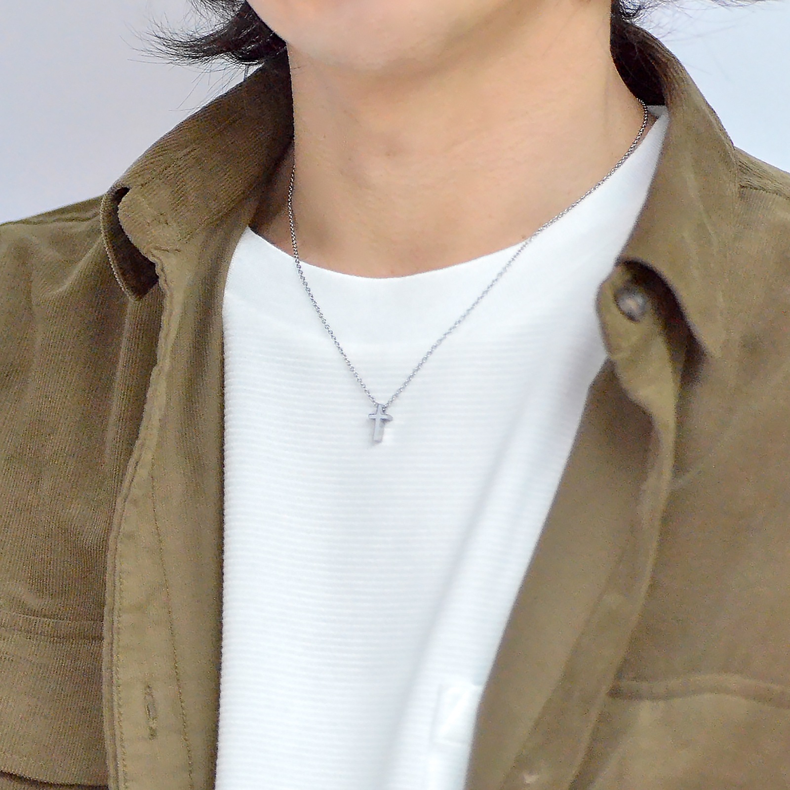 ペアネックレス つけっぱなしok 刻印無料 ピュア クロス イニシャル彫刻 ステンレス ペアペンダント opp00055 アレルギー対応