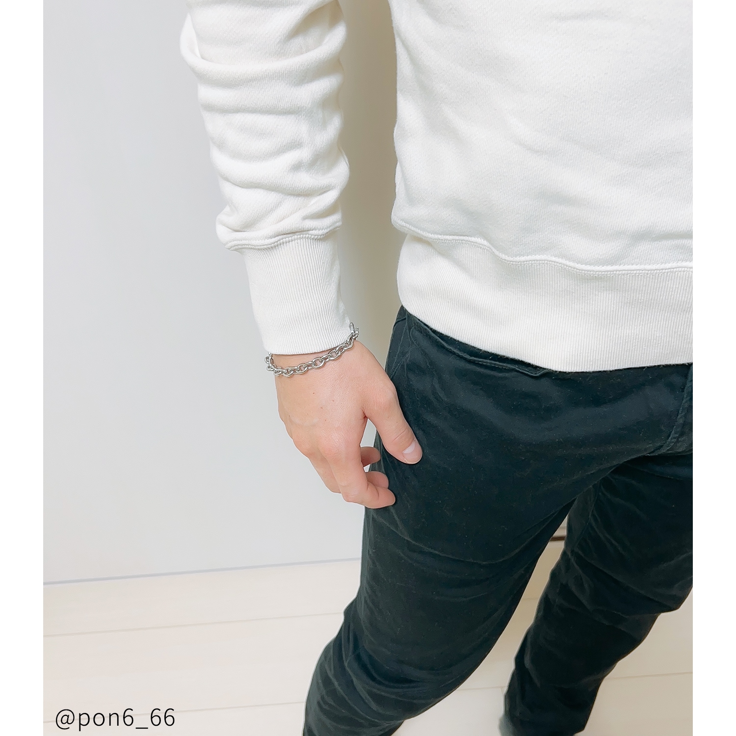 太めチェーンのマンテル・ペアブレスレット サージカルステンレス イニシャル・記念日彫刻　klb069 つけっぱなしok アレルギー対応