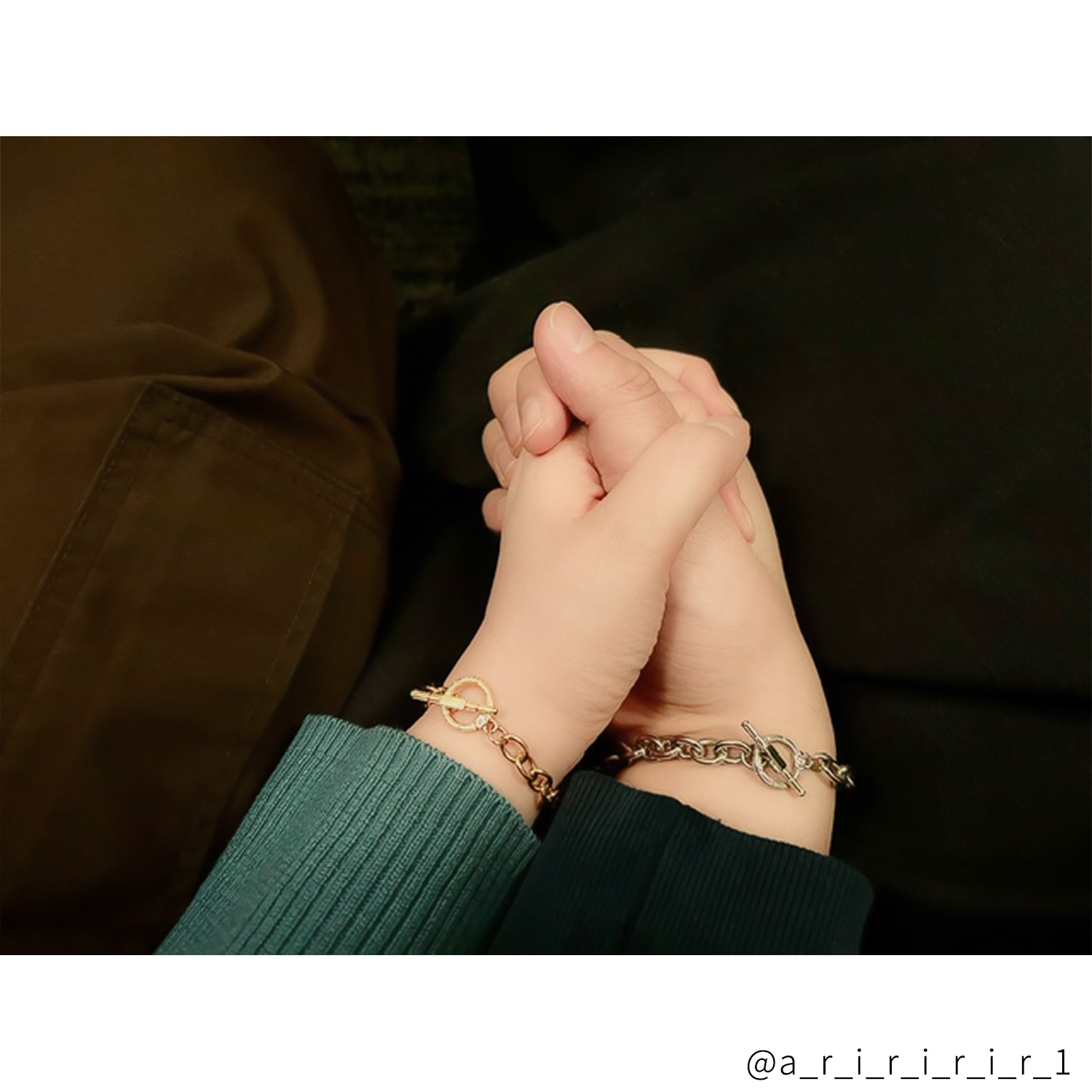 太めチェーンのマンテル・ペアブレスレット サージカルステンレス イニシャル・記念日彫刻　klb069 つけっぱなしok アレルギー対応