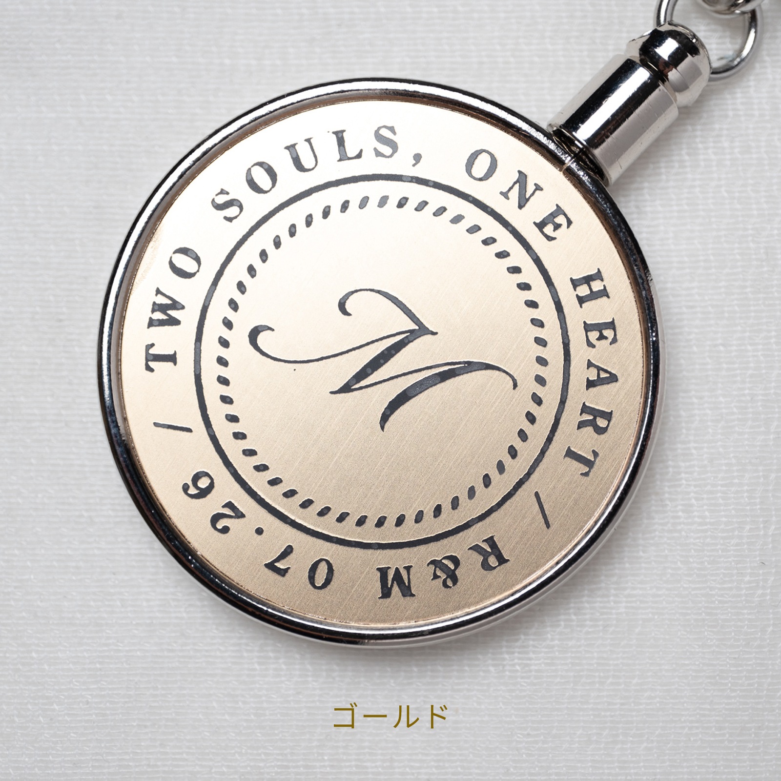 イニシャル・シグネット・メダリオン ペアキーホルダー kla065 ｜刻印無料