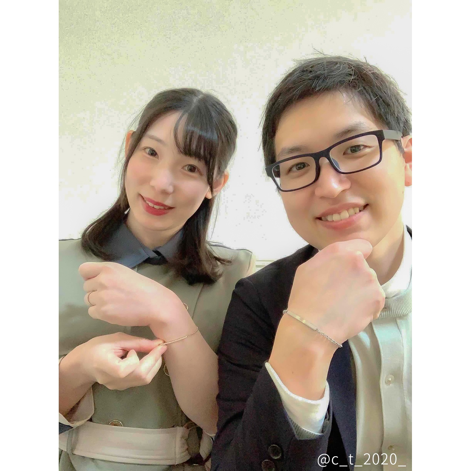 ストレートラインのペアジュエリー ペアブレスレット サージカルステンレス キュービックジルコニア イニシャル・記念日彫刻　klb070 つけっぱなし アレルギー対応