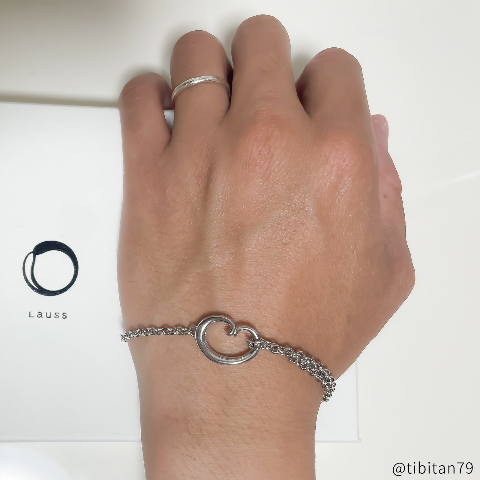 オープンハート＆ラウンド サージカルステンレスチェーンのペアブレスレット アジャスターつき klb072 つけっぱなし アレルギー対応