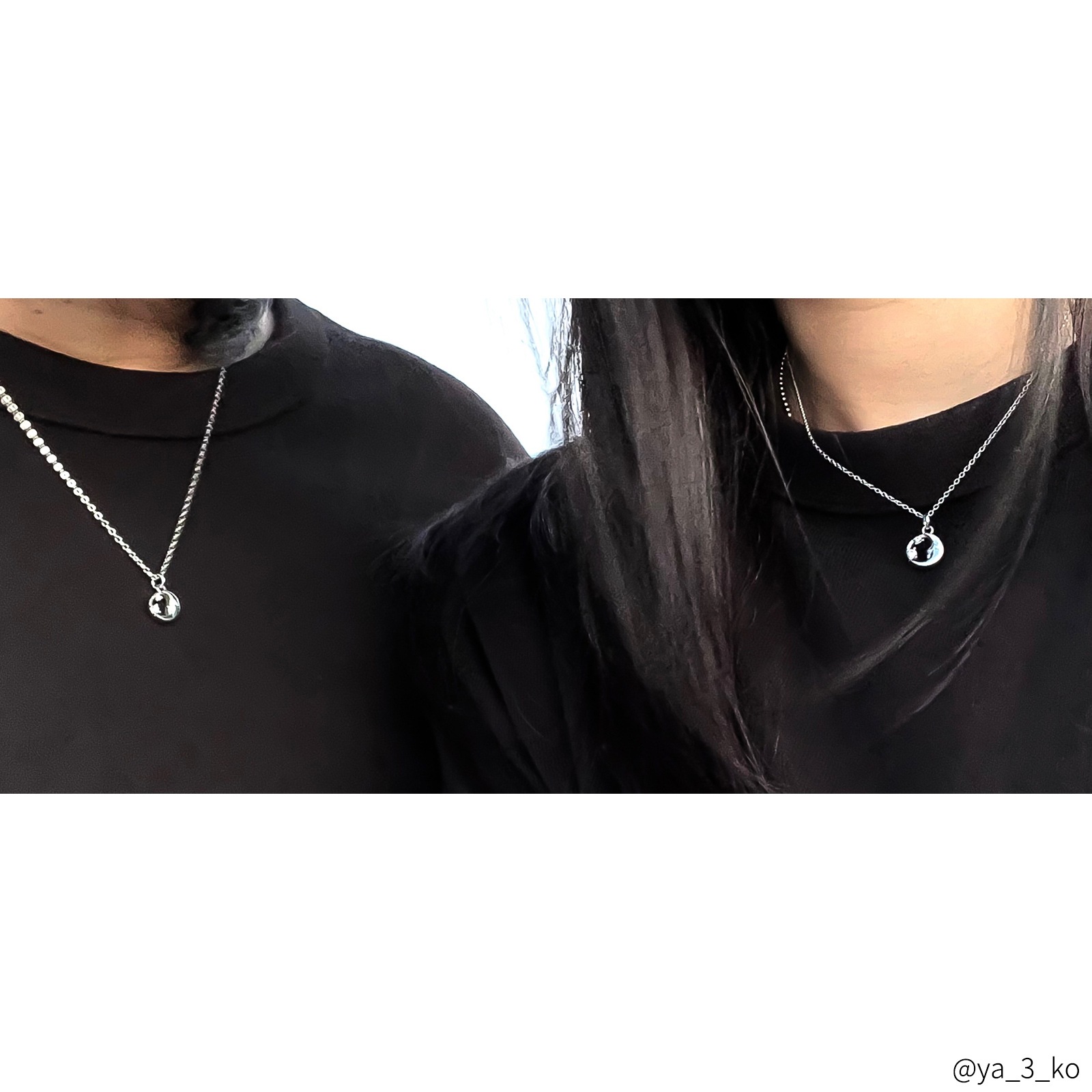 アズテック・ルナ ペアネックレス opp00111｜つけっぱなしOK｜刻印無料｜アレルギー対応｜単品注文可